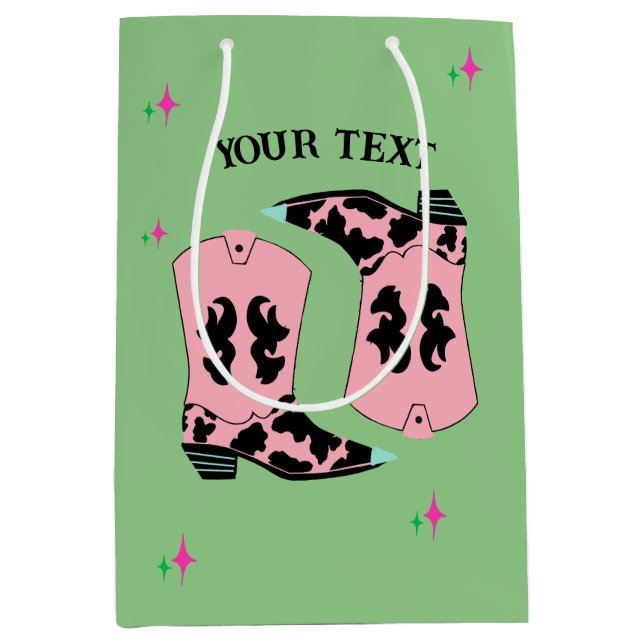 Sac Cadeau Moyen Rodéo Rodéo Botte Rose Vert (Devant)