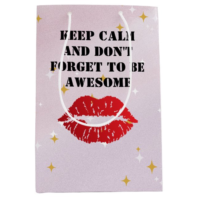 Sac Cadeau Moyen Romantic chic luxe red lips (Devant)