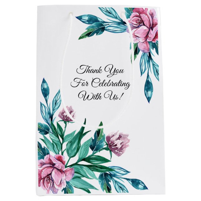 Sac Cadeau Moyen Romantique Feminine Floral 40e anniversaire (Devant)