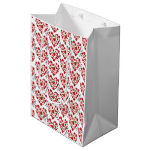 Sac Cadeau Moyen Romantique Je t'aime Red Roses Coeurs
