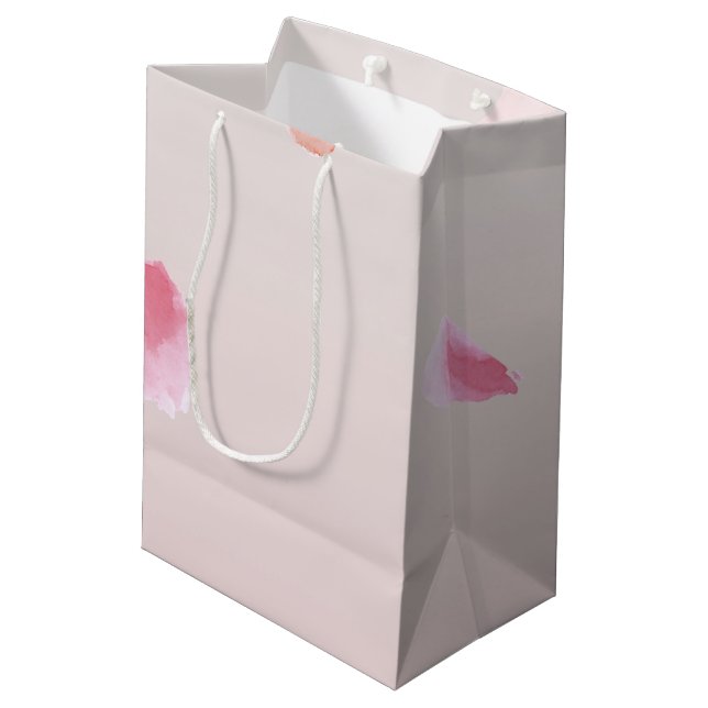 Sac Cadeau Moyen Romantique rose pâle Rose pétal floral (Dos Angle)