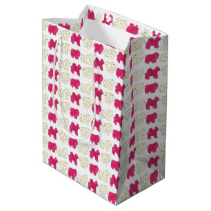 Sac Cadeau Moyen Rose Blanc Cirque Zoo Animaux Cookies Crackies