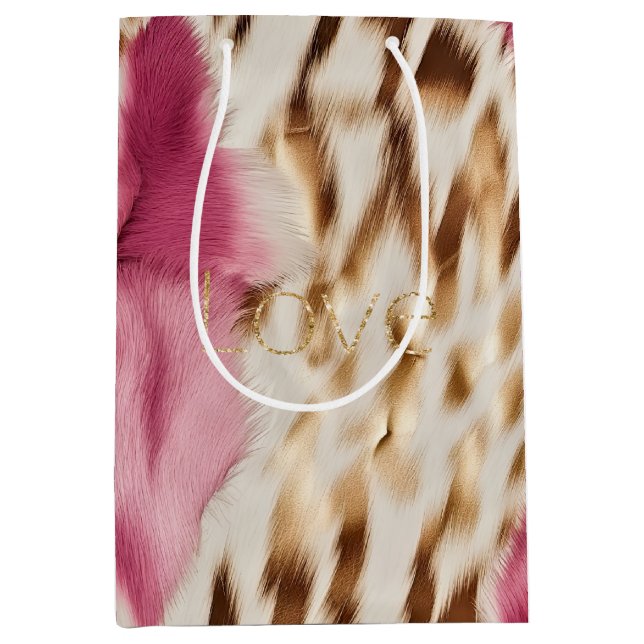 Sac Cadeau Moyen Rose Blanc Or Sud-Ouest Cowgirl Parties scintillan (Devant)