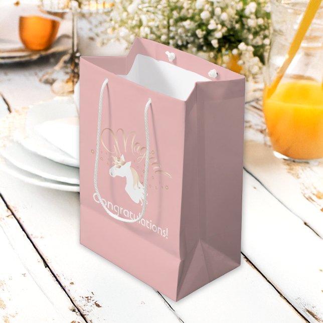 Sac Cadeau Moyen Rose clair rose blanc magique Unicorn fille (Créateur téléchargé)