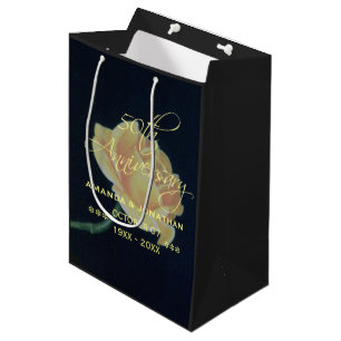Sac Cadeau Moyen Rose du 50e Anniversaire de Mariage de Diamant
