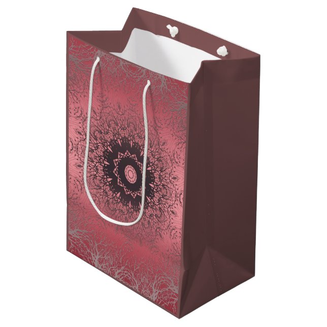 Sac Cadeau Moyen rose et gris, (Devant Angle)