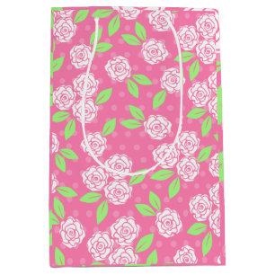 Sac Cadeau Moyen Rose Floral Shabby Chic Fête de Mariage Anniversai