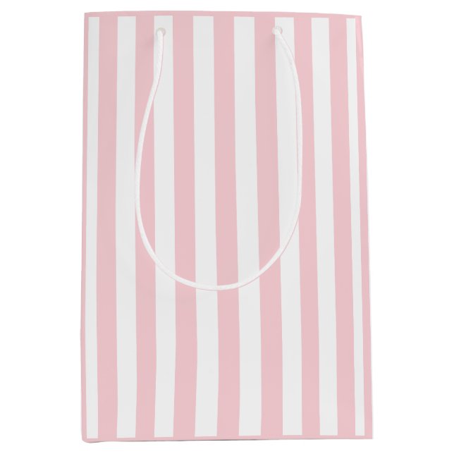 Sac Cadeau Moyen Rose millénariste et rayure blanche (Devant)