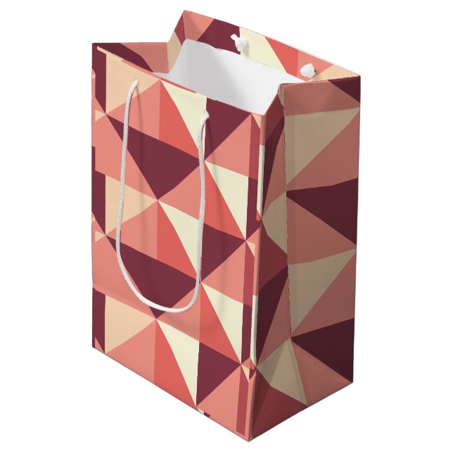 Sac Cadeau Moyen Rose Pêche Violet Triangle Géométrique  (Devant Angle)