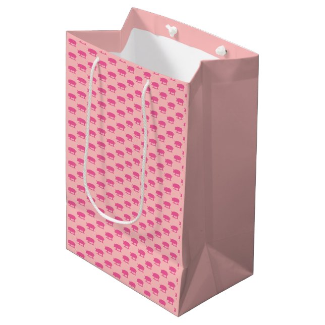 Sac Cadeau Moyen Rose Piggy (Devant Angle)
