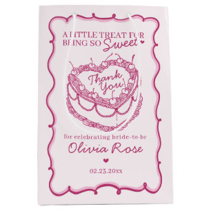 Sac Cadeau Moyen Rose Rétro Cœur Coquette Gâteau Cerise BridalShowe