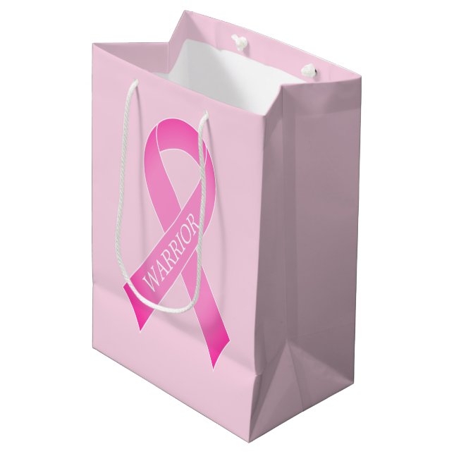 Sac Cadeau Moyen Rose ribbon brast cancer awareness custom (Devant Angle)