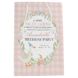Sac Cadeau Moyen Rose Silly Goose Floral En vichy Anniversaire Favo