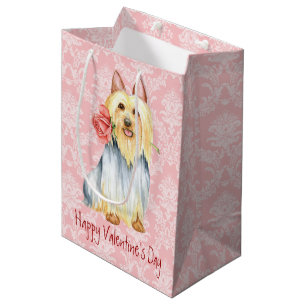 Sac Cadeau Moyen Rose Valentin Silky Terrier Medium Cadeau