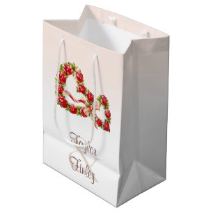 Sac Cadeau Moyen Rose vintage  couronne rouge blanc Merci