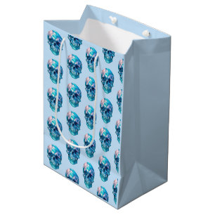 Sac Cadeau Moyen Rose Violet Bleu Crâne Bleu Clair Halloween