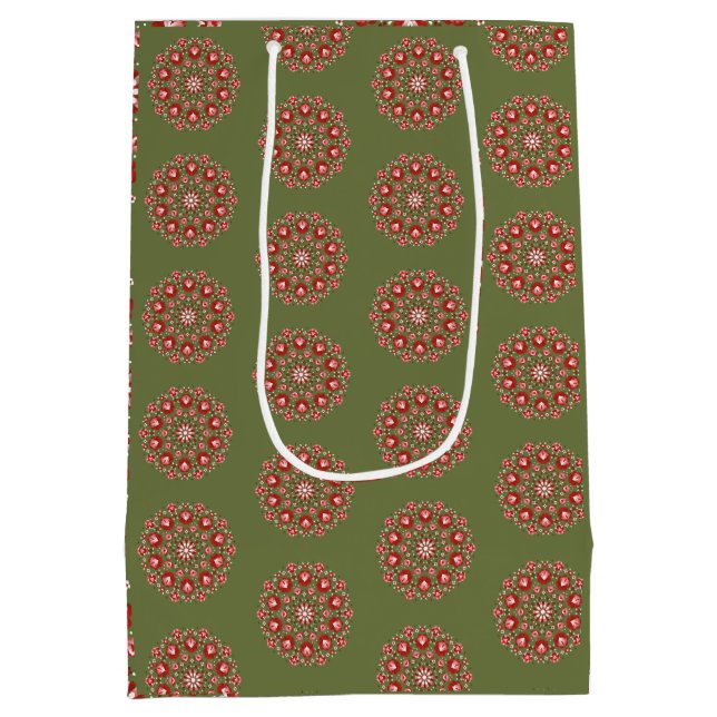 Sac Cadeau Moyen Rosemaling vert olive (Dos)