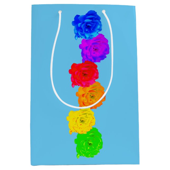 Sac Cadeau Moyen Roses arc-en-ciel (Devant)