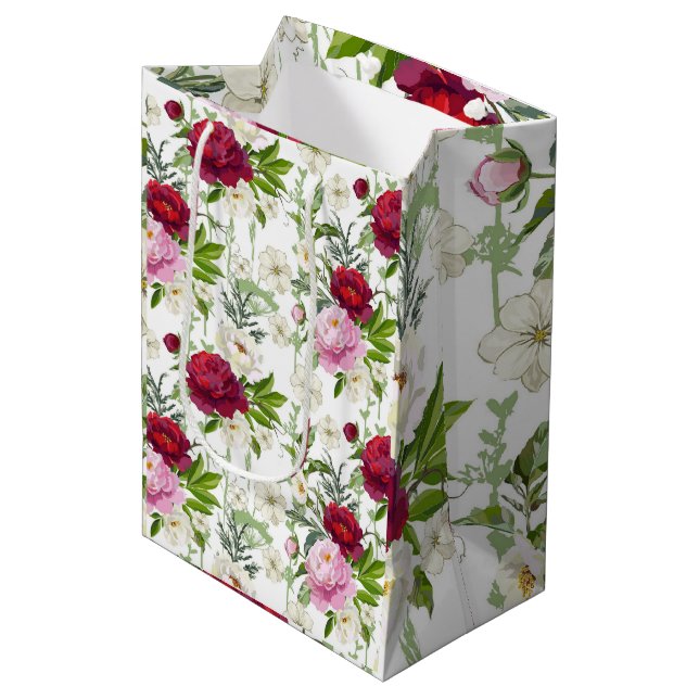 Sac Cadeau Moyen Roses de la Saint-Valentin  (Devant Angle)