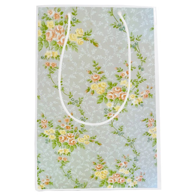 Sac Cadeau Moyen Roses et vignes victoriens (Devant)