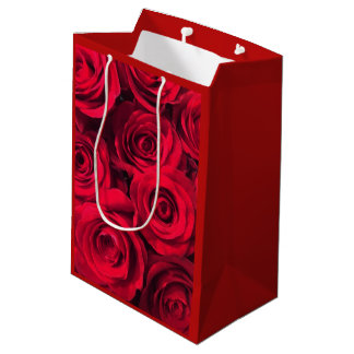 Sac Cadeau Moyen Roses rouge-foncé