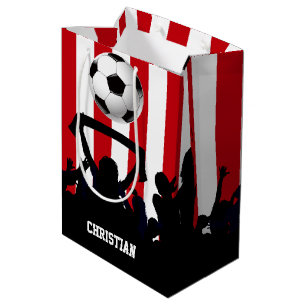 Sac Cadeau Moyen Rouge et blanc barre des fans de foot et le