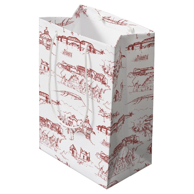 Sac Cadeau Moyen Rouge et blanc de Chattanooga Toile (Dos Angle)