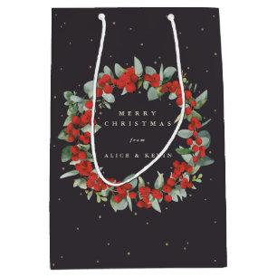 Sac Cadeau Moyen Rouge foncé doux baie+Eucalyptus Noël/Fêtes