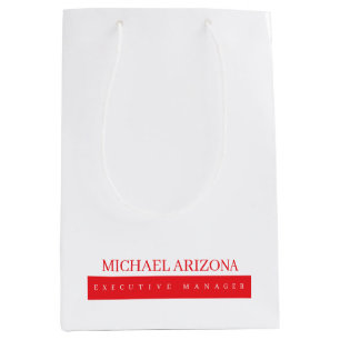 Sac Cadeau Moyen Rouge Noir & Blanc Minimaliste Simple Moderne