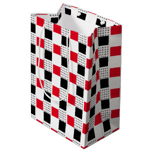 Sac Cadeau Moyen rouge noir et blanc Checkerboard classique décorat