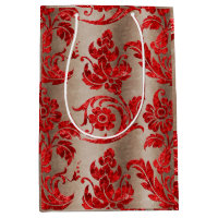 Rouge Or Faux Velvet Damask Élégant