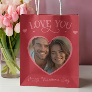 Sac Cadeau Moyen Rouge romantique Personnalisé Je t'aime