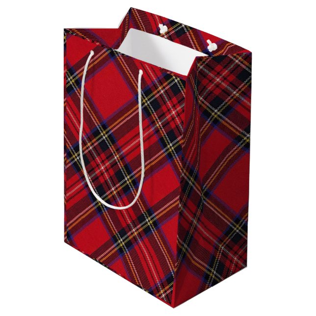 Sac Cadeau Moyen Royal Stewart tartan rouge noir plaid (Dos Angle)