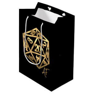 Sac Cadeau Moyen RPG Crit AF Tabletop PnP Joueur de Fantasy Or Dé