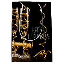 Ruban doré Champagne Joyeuses Fêtes