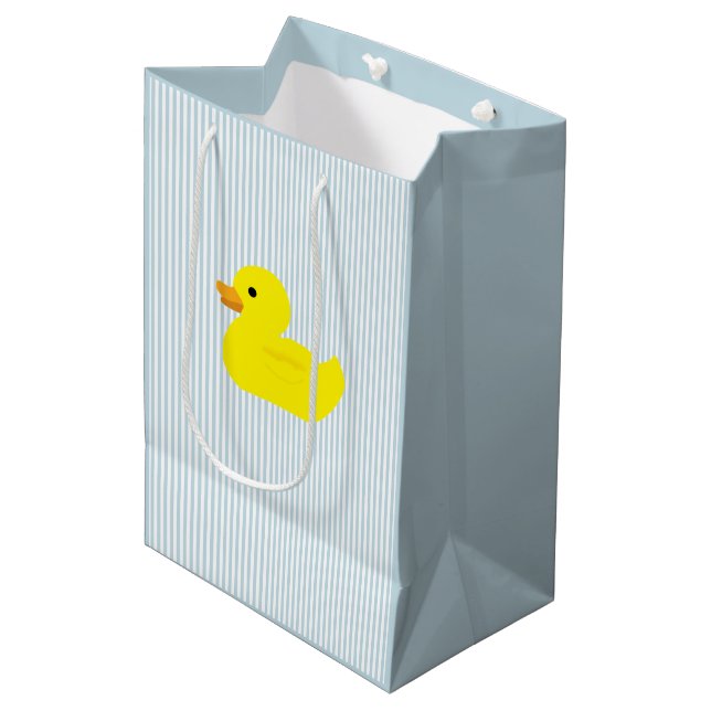 Sac Cadeau Moyen Rubber Canard Bleu Bande (Devant Angle)
