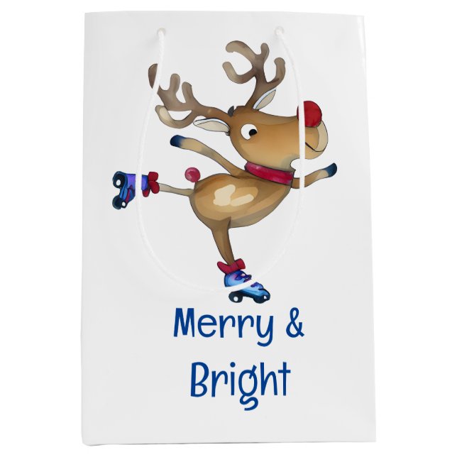 Sac Cadeau Moyen Rudolph Le Roller Reindeer Patinage (Devant)