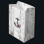 Sac Cadeau Moyen Rustic Beach Anchor & Bold Floral Summer Nautical<br><div class="desc">Des éléments correspondants sont disponibles.</div>