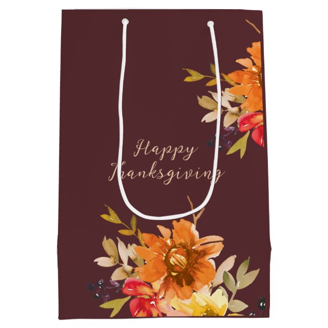 Sac Cadeau Moyen Rustic Floral Thanksgiving  (Dos)