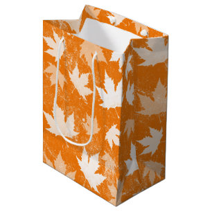 Sac Cadeau Moyen Rustique Automne Feuilles Motif
