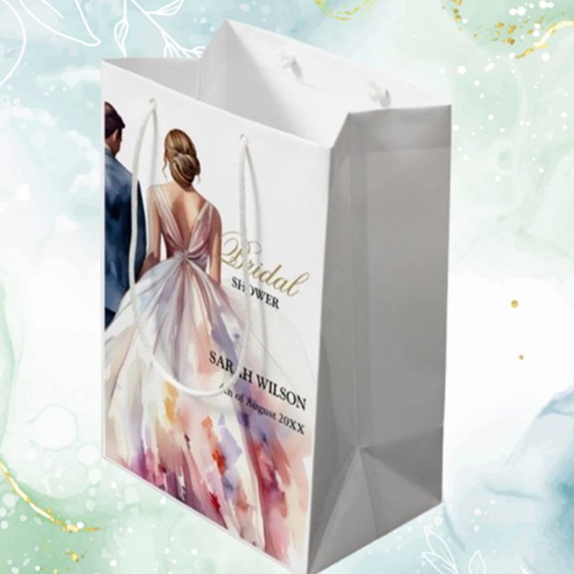 Sac Cadeau Moyen Rustique classique Boho Fête des mariées florale (Celebrate her special day with a rustic classic boho floral bridal shower gift bag )