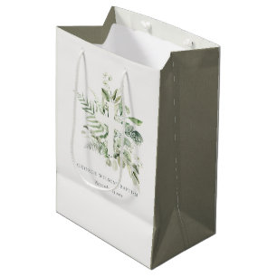 Sac Cadeau Moyen Rustique Green Eucalyptus Fern Foliage Croix Baptê