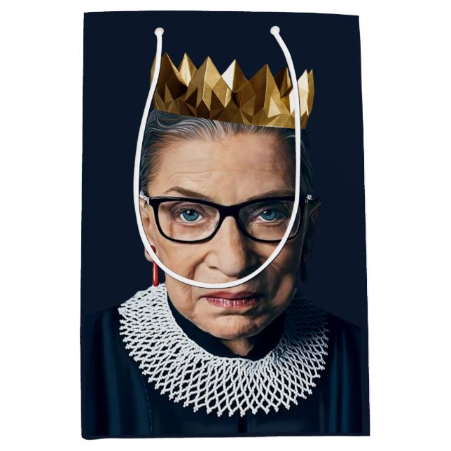 Sac Cadeau Moyen Ruth Bader Ginsburg avec couronne d'or (Devant)