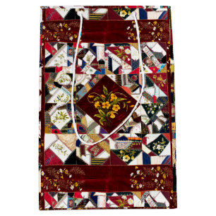 Sac Cadeau Moyen Sac-cadeau à broderie florale en feuille de palme