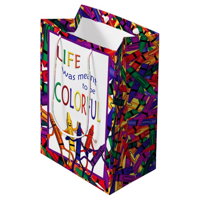 Sac Cadeau Moyen Sac-cadeau Crayon Colorful Life (Devant Angle)