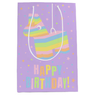 Sac Cadeau Moyen Sac-cadeau de fête d'anniversaire pinata pastel mo