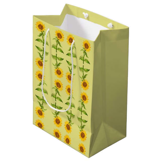 Sac Cadeau Moyen Sac-cadeau de fleurs jaunes moyen (Devant Angle)