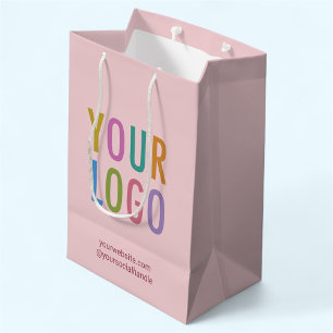 Sac Cadeau Moyen Sac-cadeau en papier rose taupe avec logo d'entrep