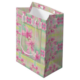Sac Cadeau Moyen Sac-Cadeau Med Pink Aquarelle Lys