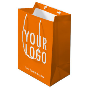 Sac Cadeau Moyen Sac-cadeau orange de 25 cm avec logo personnalisé